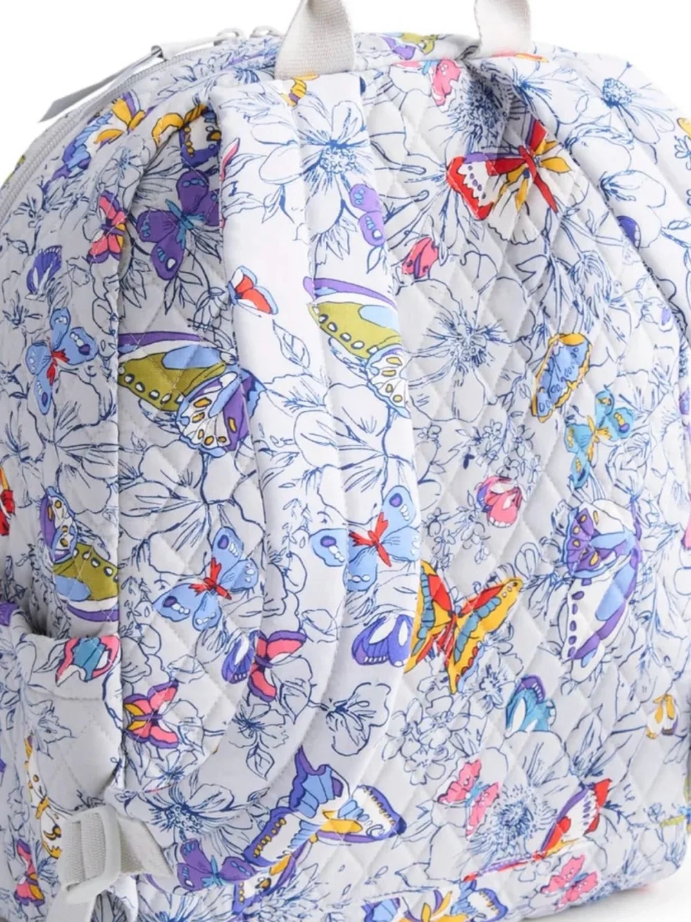 Vera Bradley Quilted Butterfly Floral Backpack - Light Blue, Yellow, Purple